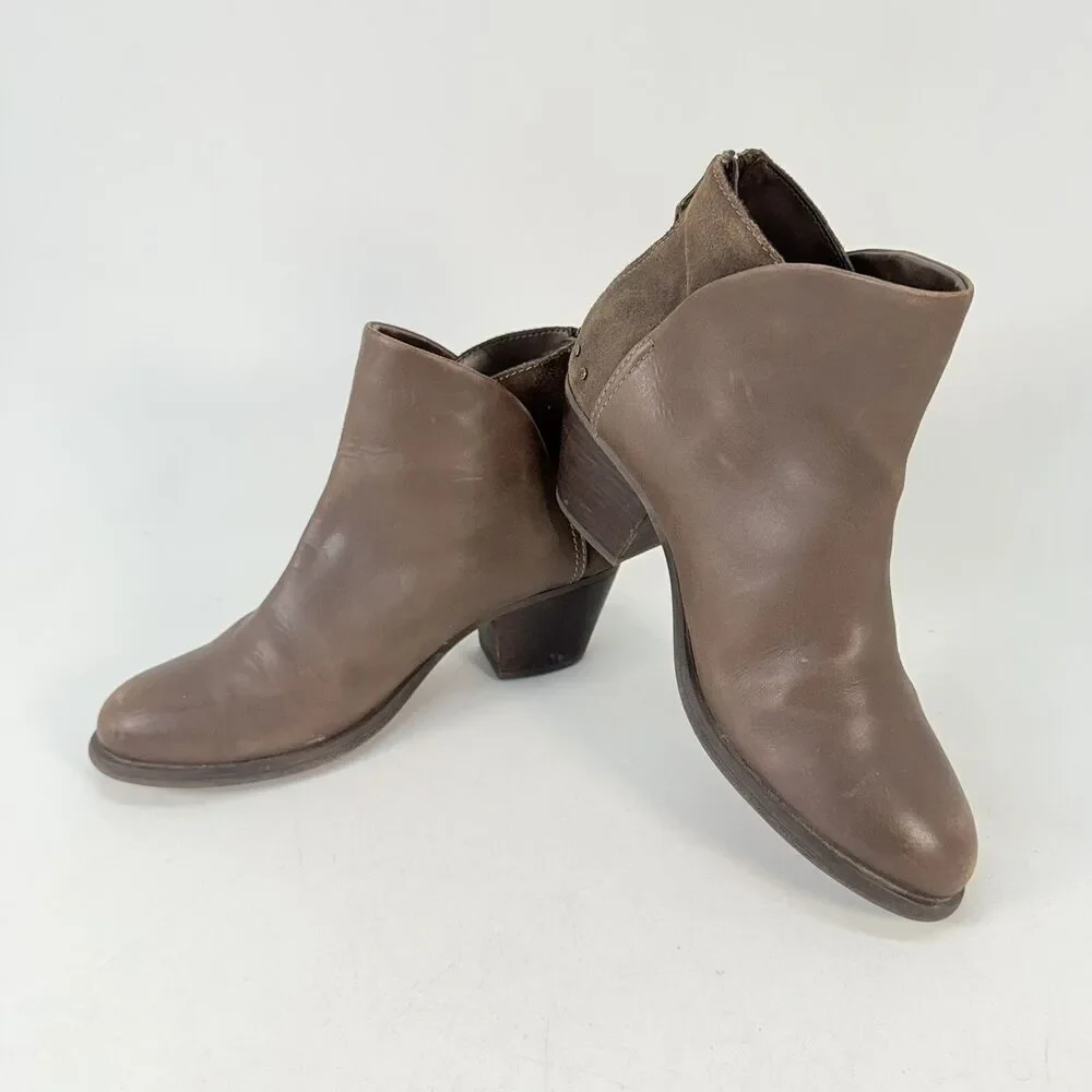 OTBT Compass Ankle Boot Brown Leather Size 9.5 Size Zip